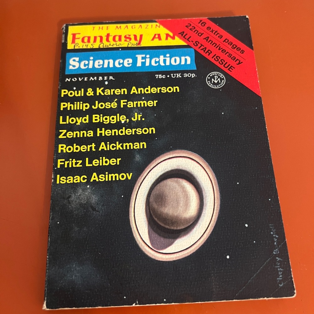 Magazine of Fantasy and Science Fiction Nov 1971 22nd Anniversary Isaac Asimov